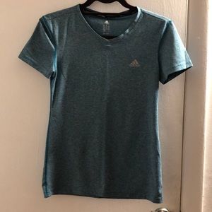 Adidas sea foam green vneck climalite top